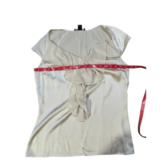 St. John Silk Blend Ruffled Blouse Cream Size 8 - Picture 5 of 8